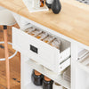 SoBuy KNL06-WN Placard ilot Central de Cuisine avec Plan de Travail Extensible en Bois d'hévéa, 2 Portes, 2 Tiroirs