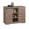 SoBuy KNL08-N îlot Central Mange-Debout Placard de Cuisine Buffet de Rangement Multi-rangements avec 1 Porte de Grange, Porte-Bouteilles, 3 Tiroirs