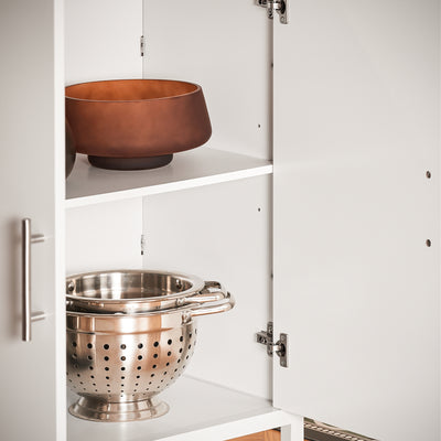 SoBuy KNL09-WN Dulap tip insulă centrală de bucătărie 3-în-1, bufet pentru sufragerie cu 4 compartimente deschise și dulap, mobilă de bucătărie 170x60x89 cm Alb