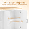 SoBuy KNL09-WN Ìlot Central de Cuisine 3-en-1 – Buffet, Table Bar et Plan de Travail, 170×60×89 cm, Blanc & Bois