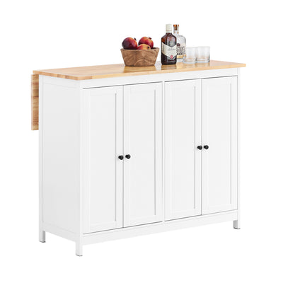 SoBuy KNL10-WN îlot Central de Cuisine Buffet de Rangement Mange-Debout  avec Plans de Travail Rabattable 2 armoires 4 Portes