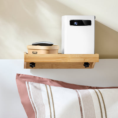 SoBuy NKD01-N Noptieră detașabilă cu crestături pentru cabluri - Tavă din bambus pentru cărți, smartphone-uri și ochelari - Potrivită pentru rame de pat de 1-3cm 36x25x9cm