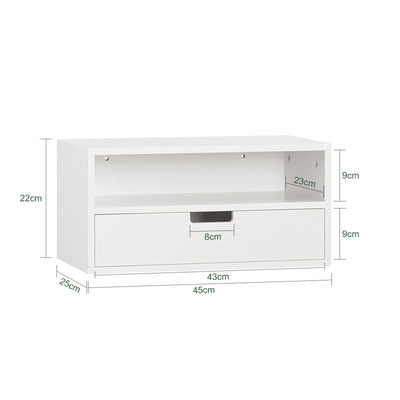 SoBuy NKD03-Wx2 Table de Chevet Murale, Table de Nuit Flottante avec Tiroir et Plateau, Étagère Murale pour Chambre à Coucher, L 45 x P 25 x H 22 cm, Blanc