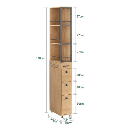 SoBuy NSR13-N Dulap 20 cm Între Frigider și Perete – Spațiu de Depozitare, Stil Natural