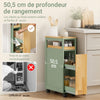 SoBuy NSR14-GR Desserte de Cuisine Étroite sur Roulettes – Porte et Tiroir, Rangement Gain de Place – 50×20×79 cm, Vert et Bois