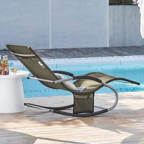 SoBuy Fotoliu de balansare pentru scaun de grădină cu tetiera și peschina maro OGS28-Br.