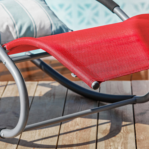 SoBuy Fotoliu de balansare pentru scaun de punte cu tetiera și OGS28-R roșu Tascine
