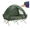 SoBuy OGS32-L-GR Cort de camping 4 în 1 pliabil cu pat supraînălțat, acoperiș, sac de dormit, saltea gonflabilă - 2 persoane - Ideal pentru drumeții, festivaluri și aer liber