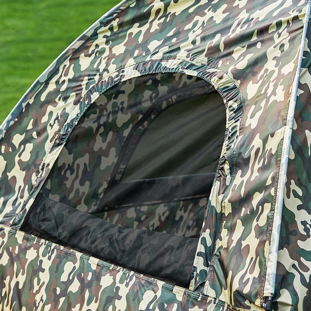 SoBuy OGS61-L-TN Cort Supraelevat, Pat de Camping Pliabil 3 în 1 cu Acoperiș Anti-UV + Saltea Gonflabilă Integrată + Geantă de Transport, 2 Persoane