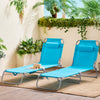 SoBuy OGS35-Bx2 Lot de 2 Transat Jardin Extérieur Pliable Bain de Soleil avec Oreiller Chaise Longue Relax avec Poche Latérale Mobilier de Jardin pour Terrasse Plage Piscine Noir 155x56x81 cm