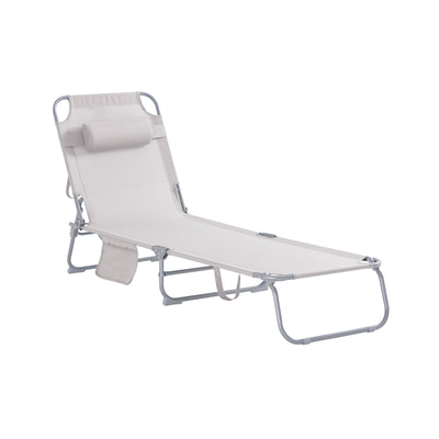 SoBuy OGS35-MI Transat Jardin Extérieur Pliable Bain de Soleil avec Oreiller Chaise Longue Relax avec Poche Latérale Conforta