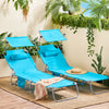 SoBuy OGS48-B Transat Jardin Extérieur Pliable Bain de Soleil avec Oreiller Chaise Longue Relax avec Pare-Soleil et Poche Latérale Mobilier de Jardin pour Terrasse Plage Piscine Bleu ciel 155x56x81cm