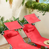 SoBuy OGS48-R Șezlong Pliabil de Grădină Exterior, Șezlong de Plajă cu Pernă, Șezlong Relaxant cu Parasolar și Buzunar Lateral, Mobilier de Grădină pentru Terasă Plajă Piscină, Roșu 155x56x81cm