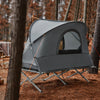 SoBuy OGS60-HG Pat pliant de camping din aluminiu ușor, 3 în 1 cu acoperiș anti-UV + saltea gonflabilă integrată + geantă de transport, 1 persoană
