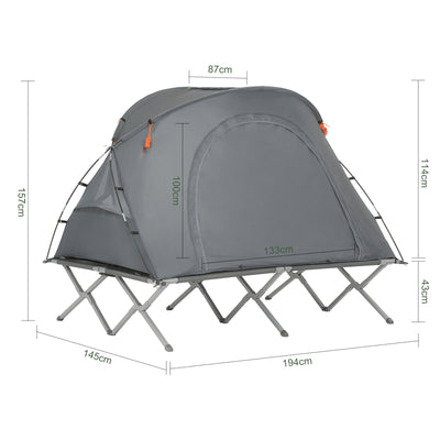 SoBuy OGS60-L-HG Pat Pliabil de Camping din Aluminiu Ușor, 3 în 1 cu Acoperiș Anti-UV + Saltea Gonflabilă Integrată + Geantă de Transport, 2 Persoane