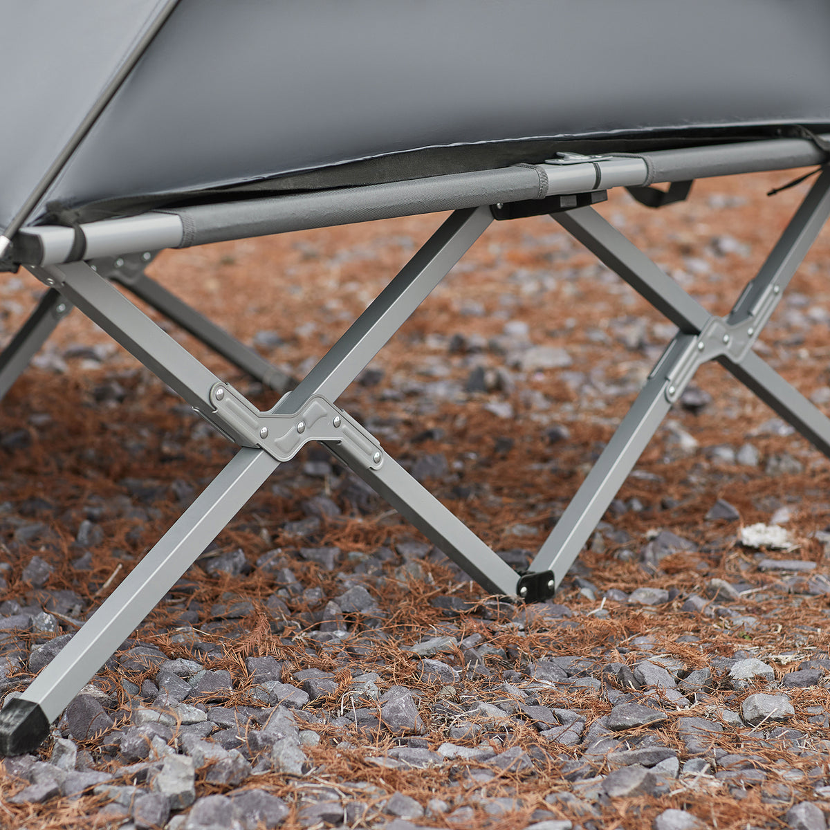 SoBuy OGS60-L-HG Pat Pliabil de Camping din Aluminiu Ușor, 3 în 1 cu Acoperiș Anti-UV + Saltea Gonflabilă Integrată + Geantă de Transport, 2 Persoane