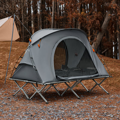 SoBuy OGS60-L-HG Pat Pliabil de Camping din Aluminiu Ușor, 3 în 1 cu Acoperiș Anti-UV + Saltea Gonflabilă Integrată + Geantă de Transport, 2 Persoane