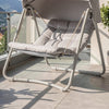 SoBuy OGS62-MI Balansoar Scaun Relaxant cu Parasolar Reglabil pentru Grădină și Balcon Hamac și Balansoar de Grădină Șezlong Exterior Bej 108x126x163 cm
