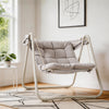 SoBuy OGS62-MI Balansoar Scaun Relaxant cu Parasolar Reglabil pentru Grădină și Balcon Hamac și Balansoar de Grădină Șezlong Exterior Bej 108x126x163 cm
