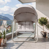 SoBuy OGS62-MI Balansoar Scaun Relaxant cu Parasolar Reglabil pentru Grădină și Balcon Hamac și Balansoar de Grădină Șezlong Exterior Bej 108x126x163 cm