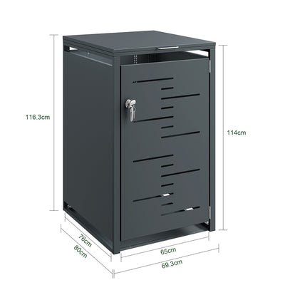 SoBuy OGS63-DG Cache-Poubelle Extérieur 240 L à Couvercle Hydraulique – Armoire Métallique Verrouillable, Amortisseurs – 69×80×116 cm, Anthracite