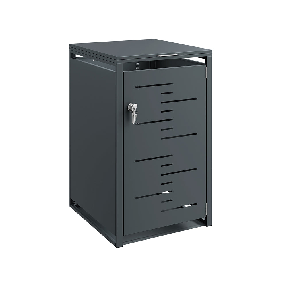 SoBuy OGS63-DG Cache-Poubelle Extérieur 240 L à Couvercle Hydraulique – Armoire Métallique Verrouillable, Amortisseurs – 69×80×116 cm, Anthracite