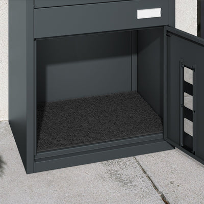 SoBuy OGS67-DG Boîte aux Lettres avec Compartiment Colis Anthracite – Boîte à Colis Extérieure Sécurisée sur Pied à 3 Portes, Acier Thermolaqué Anti-Vol – 55×41,3×112 cm, Charge 40 kg