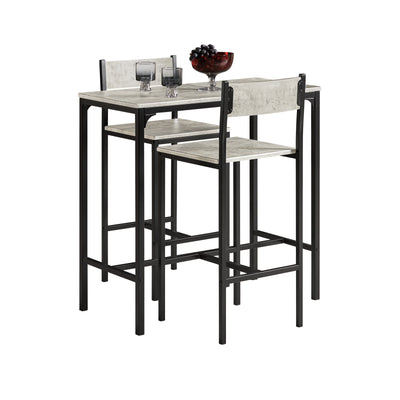 SoBuy OGT03-HG Ensemble Table Haute + 2 Tabourets – Table 87 cm, Tabourets Rangeables, Style Industriel Bois et Métal Noir