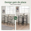 SoBuy OGT03-HG Set Masă Înaltă de Bucătărie 87 cm cu 2 Scaune de Bar – Mobilier Bar Compact Măsuță pentru Spații Mici, Balcon, Living sau Bucătărie – Stil Industrial Lemn și Metal