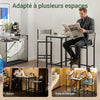 SoBuy OGT03-HG Set Masă Înaltă de Bucătărie 87 cm cu 2 Scaune de Bar – Mobilier Bar Compact Măsuță pentru Spații Mici, Balcon, Living sau Bucătărie – Stil Industrial Lemn și Metal