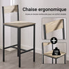 SoBuy OGT03-N Set Masă Înaltă de Bucătărie 87 cm cu 2 scaune de bar – Mobilier de Bar Compact Mese În Picioare pentru Spații Mici, Balcon, Living sau Bucătărie – Stil Industrial Lemn și Metal