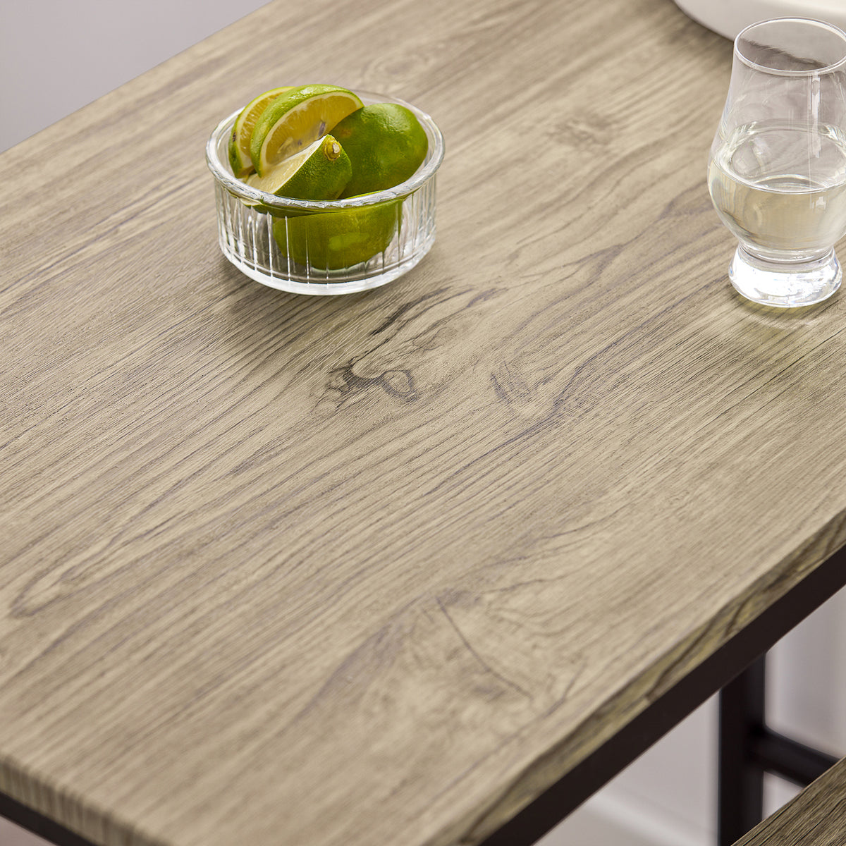 SoBuy OGT03-N Set Masă Înaltă de Bucătărie 87 cm cu 2 scaune de bar – Mobilier de Bar Compact Mese În Picioare pentru Spații Mici, Balcon, Living sau Bucătărie – Stil Industrial Lemn și Metal