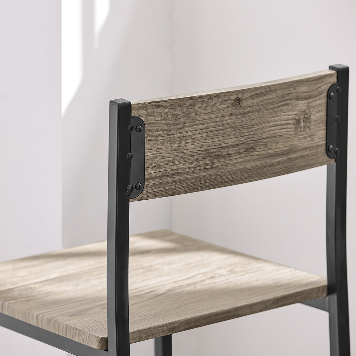SoBuy OGT03-N Set Masă Înaltă de Bucătărie 87 cm cu 2 scaune de bar – Mobilier de Bar Compact Mese În Picioare pentru Spații Mici, Balcon, Living sau Bucătărie – Stil Industrial Lemn și Metal