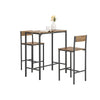 SoBuy OGT03-XL Set Masă Înaltă de Bucătărie 100 cm cu 2 Scaune de Bar – Mobilier Bar Compact Măsuță Înaltă pentru Spații Mici, Balcon, Living sau Bucătărie – Stil Industrial Lemn și Metal
