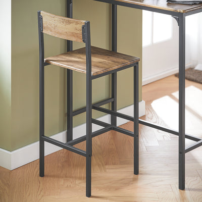 SoBuy OGT03-XL Set Masă Înaltă de Bucătărie 100 cm cu 2 Scaune de Bar – Mobilier Bar Compact Măsuță Înaltă pentru Spații Mici, Balcon, Living sau Bucătărie – Stil Industrial Lemn și Metal