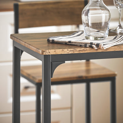 SoBuy OGT03-XL Set Masă Înaltă de Bucătărie 100 cm cu 2 Scaune de Bar – Mobilier Bar Compact Măsuță Înaltă pentru Spații Mici, Balcon, Living sau Bucătărie – Stil Industrial Lemn și Metal