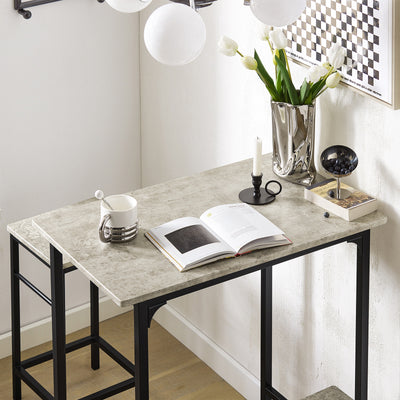 SoBuy OGT10-HG Set de 1 Table Haute + 2 Tabourets avec Repose-Pieds