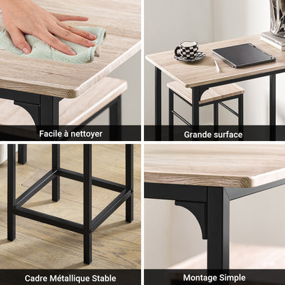 SoBuy OGT10-N Set 1 Masă + 2 Scaune cu suport pentru picioare Masă înaltă de bucătărie
