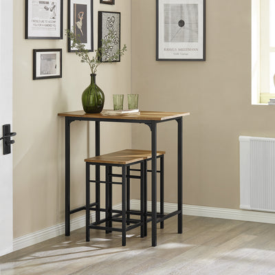 SoBuy OGT10-PF Set masă și 2 Scaune de Bar Set masă de Bar Bistro + 2 Scaune de Bar cu Suport pentru Picioare Masă Înaltă Bucătărie