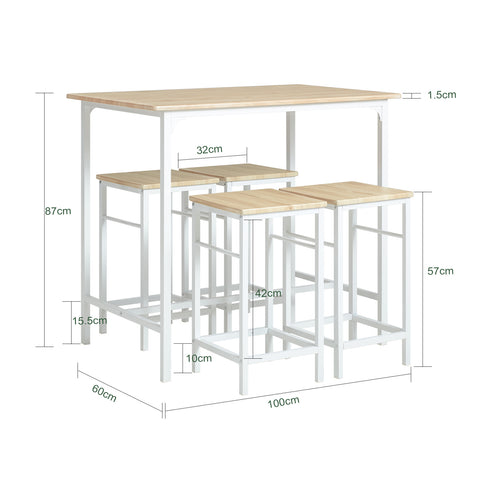 SoBuy Masă și scaune bucătărie din lemn de masă înaltă cu 4 scaune Ognt11 -