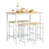 SoBuy OGT11-WN Set 1 Masă + 4 Scaune de Bar Set Masă de Bar Bistrou + 4 Scaune cu Suport pentru Picioare Masă Înaltă Bucătărie