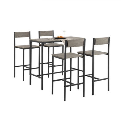 SoBuy OGT14-N Set de 1 Table + 4 Tabourets, Ensemble Table de Bar Bistrot + 4 Tabourets, Table Mange-Debout, Table Haute Cuis