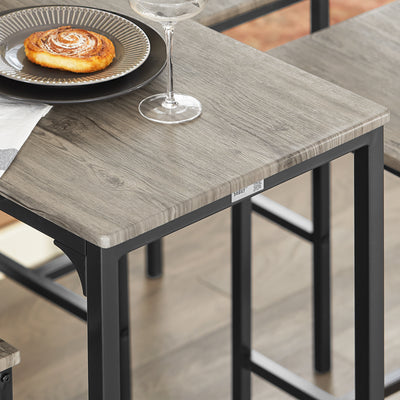 SoBuy OGT14-N Set 1 Masă + 4 Scaune, Set Masă de Bar Bistro + 4 Scaune, Masă Înaltă, Masă Înaltă de Bucătărie, pentru Sufragerie, Bucătărie, Living, Balcon, Natur