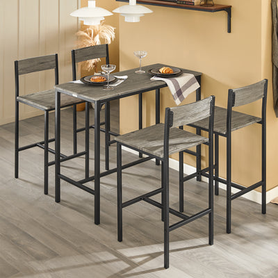 SoBuy OGT14-N Set 1 Masă + 4 Scaune, Set Masă de Bar Bistro + 4 Scaune, Masă Înaltă, Masă Înaltă de Bucătărie, pentru Sufragerie, Bucătărie, Living, Balcon, Natur
