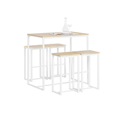 SoBuy OGT15-WN Table Haute Mange Debout avec 4 Tabourets Ensemble Table Bar Cuisine Gain de Place pour Petit Espace Table Man