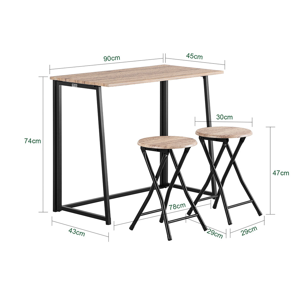 SoBuy OGT18-N Set 1 Masă + 2 Scaune Masă de dining Masă de bucătărie