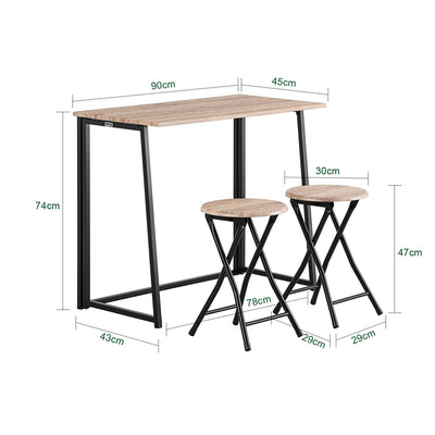 SoBuy OGT18-N Set 1 Masă + 2 Scaune Masă de dining Masă de bucătărie
