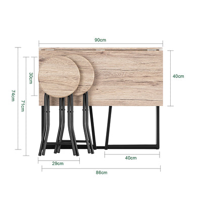 SoBuy OGT18-N Set 1 Masă + 2 Scaune Masă de dining Masă de bucătărie