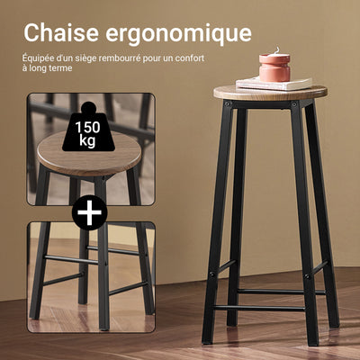 SoBuy OGT22-SCH Set Masă + 4 Scaune de Bar cu Suport pentru Picioare - Set Masă Înaltă de Bucătărie Mange-Debout (Negru)