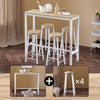 SoBuy OGT22-WN Set Masă + 4 Scaune de Bar Set Masă de Bar Bistro + 4 Scaune de Bar cu Suport pentru Picioare
